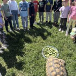 dzieci z żółwiem.