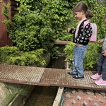 dziewczynka przechodzi przez pomost.